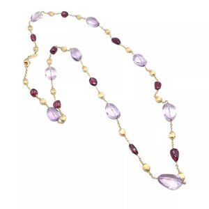 Authentic! Marco Bicego 18k Yellow Gold Amethyst Rhodolite Garnet 31" Necklace